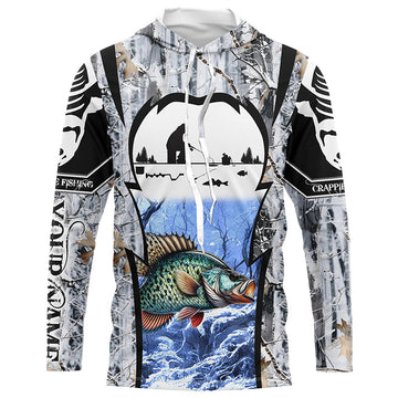 Winter crappie Ice fishing camo Customize name Performance Long Sleeve fishing, women NQS1012