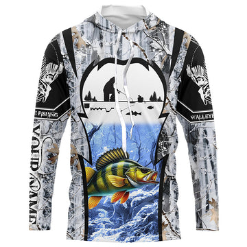 Perch ice fishing Winter camo custom fishing Performance UV protection NQS1013