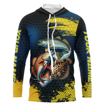Blue and Yellow Camo Redfish, Speckled Trout, Flounder Texas slam fishing custom fishing NQS9219