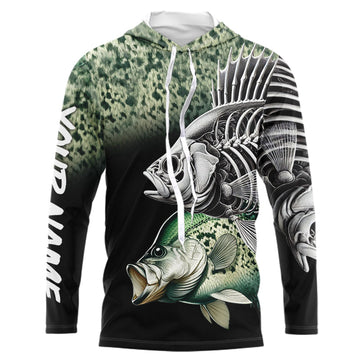 Crappie Reaper Skeleton Green scales Custom Long Sleeve Fishing, Personalized Fishing Gifts NQS9573
