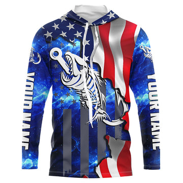American flag fishing Fish hook skull reaper blue Custom Name sun protection fishing NQS3492