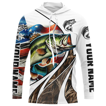 Personalized Largemouth Bass American flag Camo Fishing, Custom Patriotic Bass Fishing NQS7870