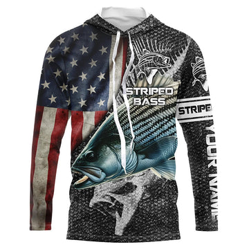 Striped bass fishing Custom American flag patriotic Performance UV protection fishing NQS1692