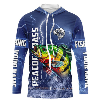 Peacock Bass Fishing blue lightning custom performance Long Sleeve tournament fishing NQS9237