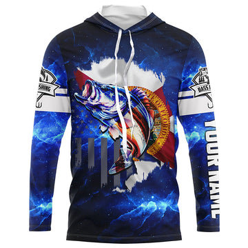 Florida Bass Fishing US blue galaxy Custom Performance Long Sleeve fishing NQS3128