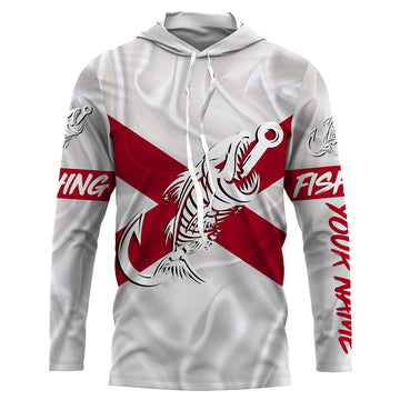 AL Fishing Custom Alabama Flag Fish hook skull Custom sun protection fishing, women NQS3343