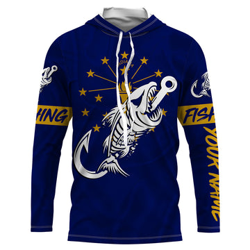 IN Fishing Custom Indiana Flag Fish hook skull Custom sun protection fishing, women NQS3347