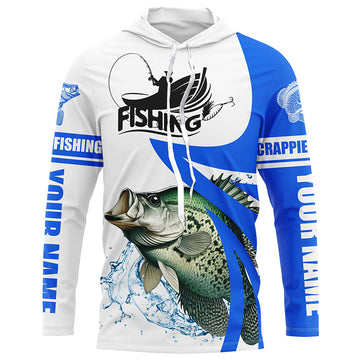 Crappie fishing Custom Name sun protection long sleeve fishing, Crappie fishing | Blue NQS5032