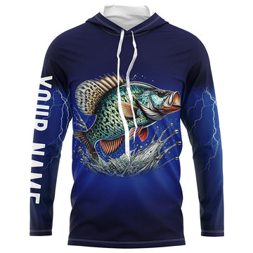 Crappie Fishing Blue lightning 3D All Over printed Customized Name UV protection fishing NQS315