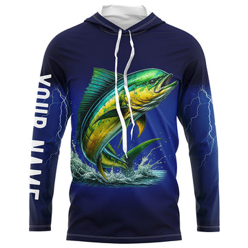 Mahi Mahi Fishing blue lightning 3D All Over printed Customized Name Dorado Fishing apparel NQS314