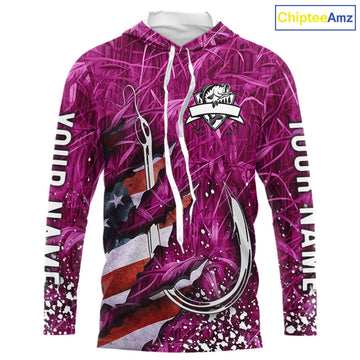 American flag fish hook pink camo fishing custom sun protection performance long sleeve fishing