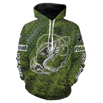 Bass Fishing Scale Tatoo Customize Name All Over Printed And Women Personalized Fishing Gift NQS240
