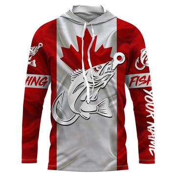Canada Walleye Fishing tattoo Custom long sleeve performance fishing, Walleye fishing NQS3360