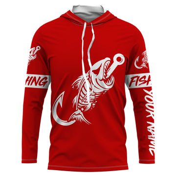 Customized Red Fish hook skull reaper sun protection performance long sleeve fishing NQS3519
