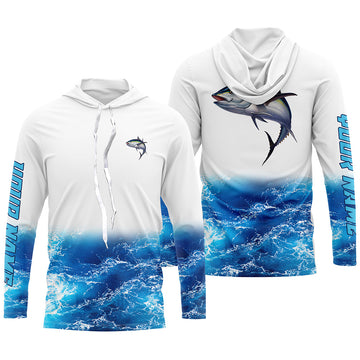 Tuna fishing blue sea wave water camo Custom Name performance long sleeve fishing uv protection NQS3679