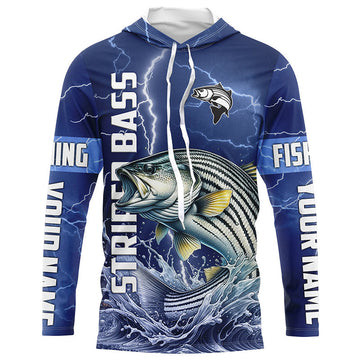 Striped Bass Fishing blue lightning custom performance Long Sleeve tournament fishing NQS8148