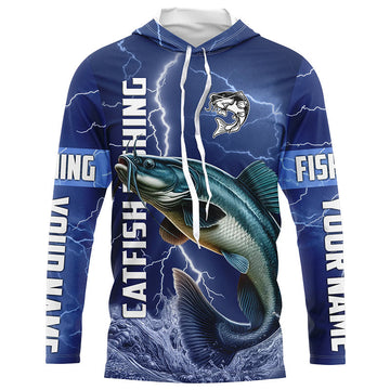Catfish Fishing blue lightning custom performance Long Sleeve tournament fishing NQS8149