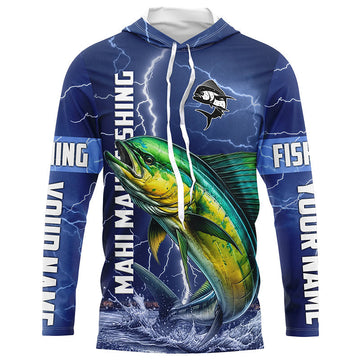 Mahi Mahi Fishing blue lightning custom performance Long Sleeve tournament fishing NQS8150