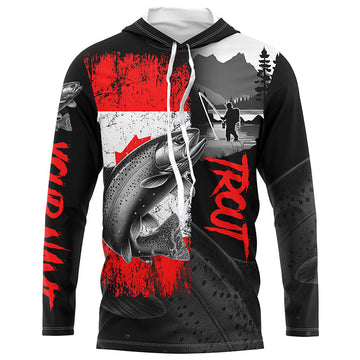 Canadian Flag Rainbow Trout Fishing Custom long sleeve performance Fishing, Trout fishing NQS8375
