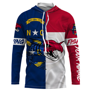 Fish skeleton reaper North Carolina flag custom name sun protection long sleeve fishing NQS3862