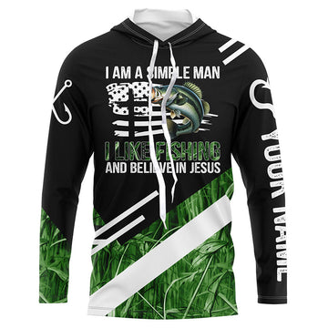 Bass fishing green camo I am a simple man I like fishing and believe in Jesus Custom fishing NQS4245