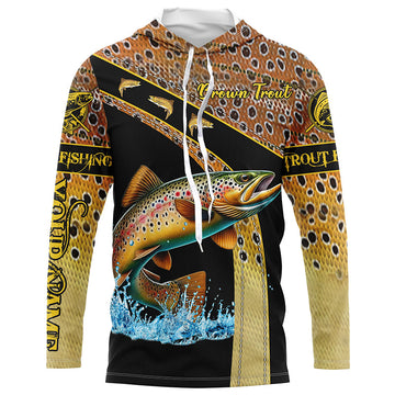 Brown trout fishing scales UV protection Custom long sleeve fishing, trout fishing NQS5087