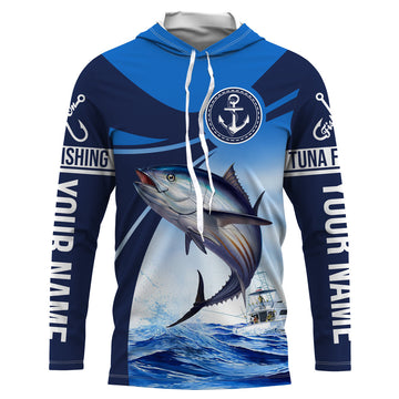 Tuna fishing blue sea underwater ocean Custom Name performance long sleeve fishing uv protection NQS3704