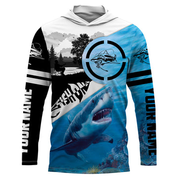 Shark fishing fish on fishing Performance Long Sleeve UV protection Customize NQS1084