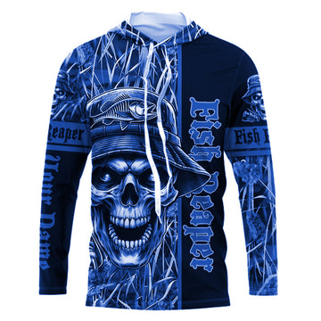 Fish reaper fishing blue camo UV protection custom fishing, fishing NQS2444