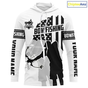 Carp hunter bowfishing black and white American flag Custom UV sun protection Long sleeve Fishing NQS9817