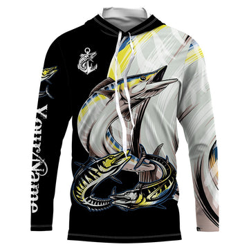 Wahoo saltwater fishing Customize Name UV protection quick dry UPF 30+ long sleeves fishing,gifts for fishing lover NQS2452