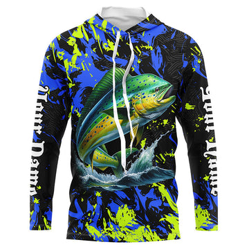 Mahi mahi fishing green blue camo Custom UV protection performance long sleeve fishing NQS7123
