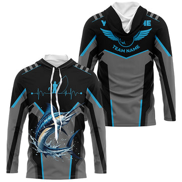 Personalized Black Marlin Fishing, Team Marlin Fishing Long Sleeve tournament| Blue NQS6306