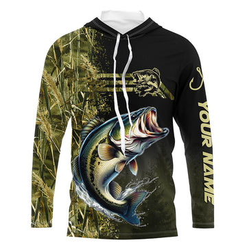Largemouth Bass fishing camouflage Custom performance long sleeve Fishing, Bass Fishing NQS4862