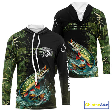 Northern Pike fishing camouflage Custom performance long sleeve Fishing, Pike Fishing