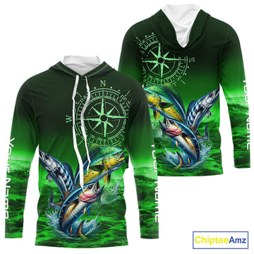 Personalized Mahi Mahi, Wahoo, Tuna Green Performance Fishing,compass offshore tournament