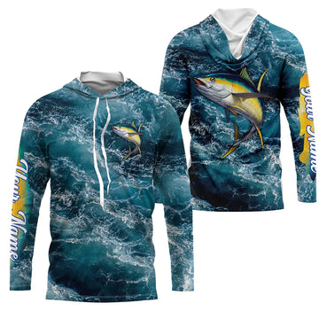 Tuna saltwater fishing custom blue sea wave ocean camo fishing tournament long sleeve fishing NQS4887