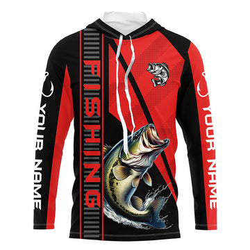 Black and red Largemouth Bass Fishing Custom UV protection Long sleeve fishing, Women NQS8236
