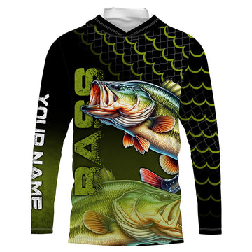 Largemouth bass fishing green custom sun protection long sleeve fishing, bass fishing NQS4312