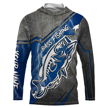 Largemouth bass fishing tattoo Custom Name 3D All over printed Fishing UV protection UPF 30+, blue lightning fishing NQS2816