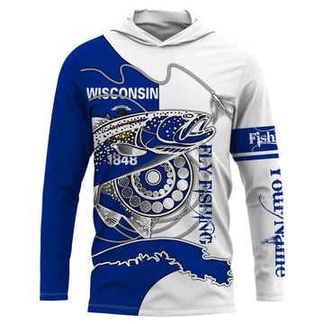 Trouts fly fishing WI Wisconsin custom name sun protection UPF 30+ performance fishing NQS3603
