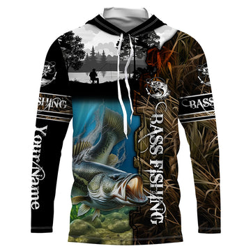 Largemouth Bass Fishing Camo UV protection customize name long sleeves fishing NQS712