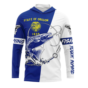 Salmon fishing in Oregon performance UV protection custom name long Sleeve fishing tournament NQS3615