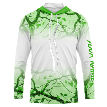 Personalized name White and Green Camo performance long sleeve team fishing tournament NQS9554
