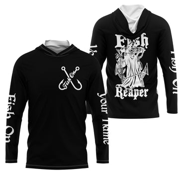 Fish Reaper Fish on black custom name UV protection custom long sleeve, fishing NQS2857