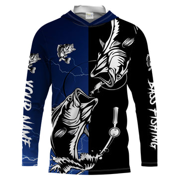 Bass fishing tattoo blue UV protection Customize name fishing NQS1462