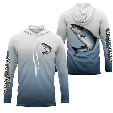 Chinook Salmon fishing Custom Name sun protection fishing, Salmon fishing tournament NQS3963