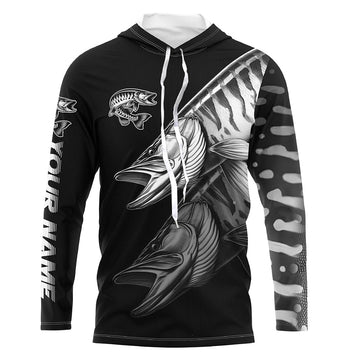 Black Musky performance Fishing Custom Muskie Fishing Long Sleeve Tournament Fishing NQS7679