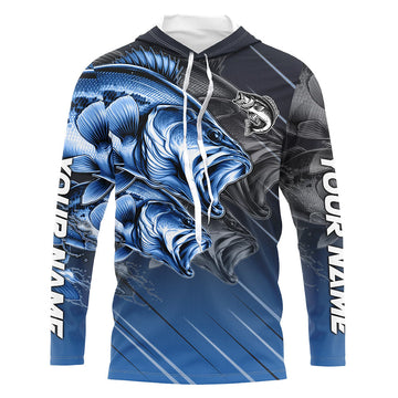 Blue Largemouth Bass fishing Long Sleeve Performance Fishing custom Bass fishing for team NQS7683