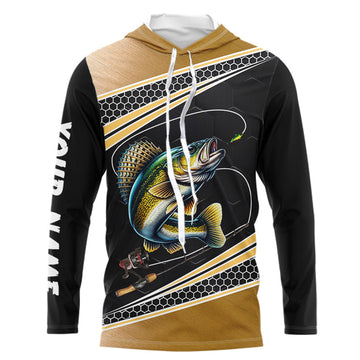 Walleye fishing yellow fish reaper sun protection custom performance long sleeve fishing NQS3526